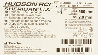 Teleflex 5-24000 Hudson RCI Sheridan T.T.X. Tracheal Tube Exchanger 560x2.0mm(x)
